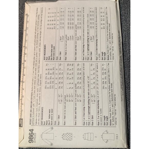 Simplicity Misses Shirt Sewing Pattern sz 10 9864 - uncut - Picture 3 of 3